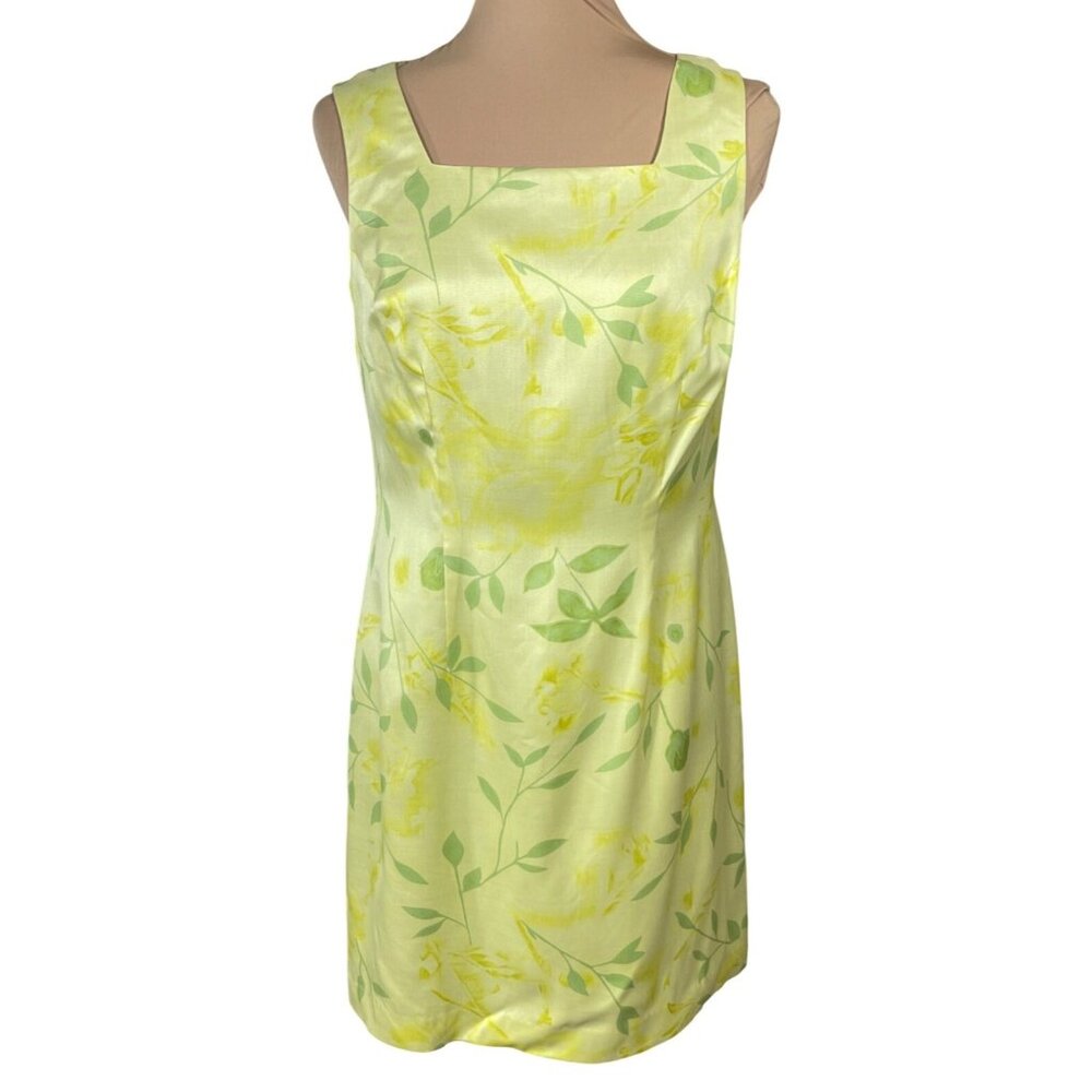 Coldwater Creek Silk Shift Dress Size 8P Petite Floral Y2K Square Neck